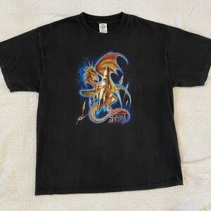 Vintage Y2K Sci-Fi Book Club Dragon Tshirt Black Size XL Delta Science Fiction